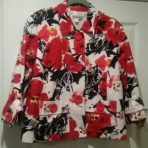 Like New Red White Blue Flowered Jacket Sz 14